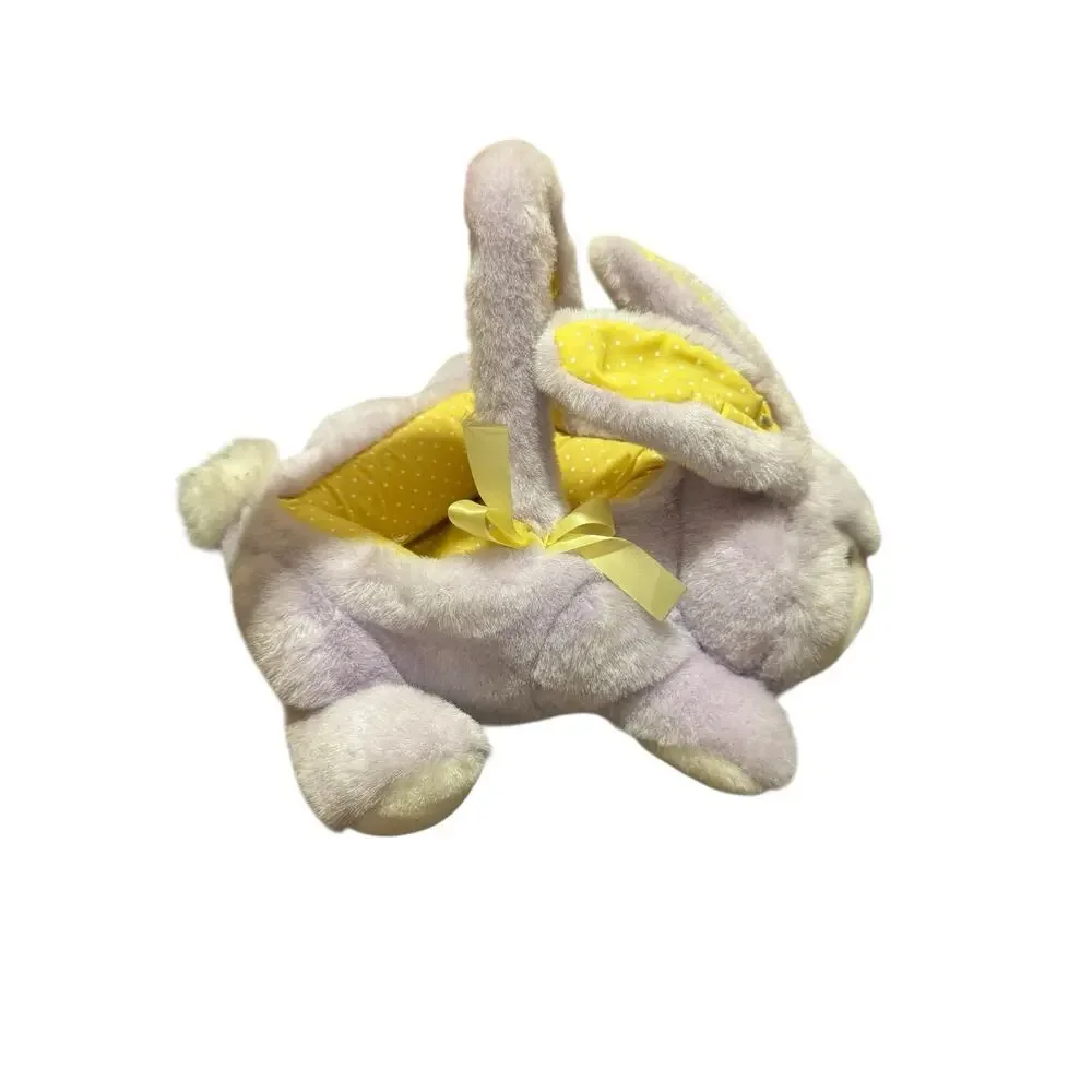 Vintage 1989 Purple Stuffed Plush Bunny Easter Basket 10”